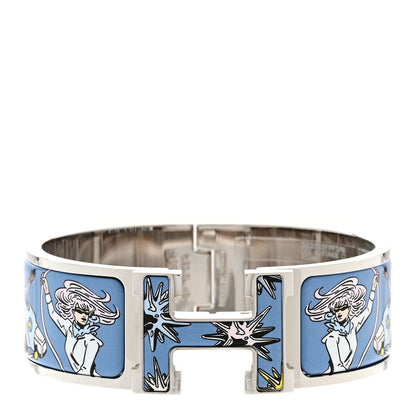 Hermes Enamel Printed Wide Les Mustangs II Clic Clac H Bracelet PM Ecume 1 of 8