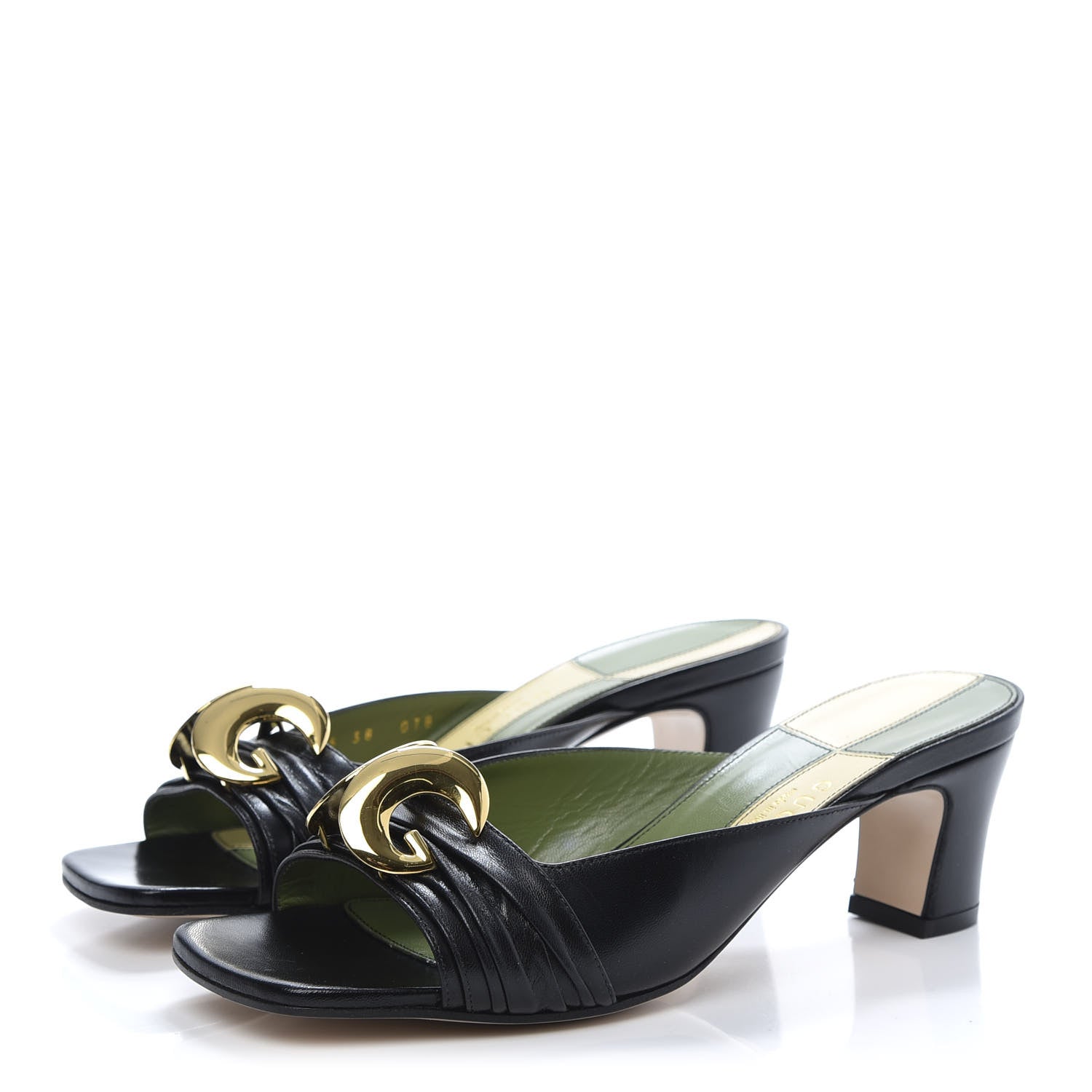 Gucci Malaga Kid Half Moon GG Square Toe Slide Sandals 38 Black 3 of 9