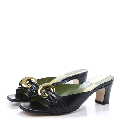 Gucci Malaga Kid Half Moon GG Square Toe Slide Sandals 38 Black 3 of 9