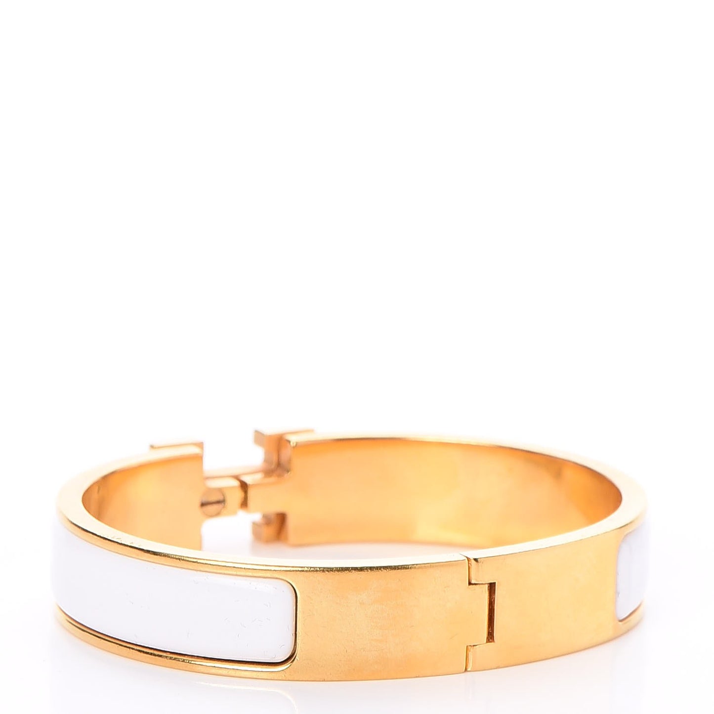Enamel Narrow Clic Clac H Bracelet PM White