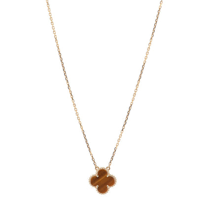 Van Cleef & Arpels 18K Yellow Gold Tiger Eye Vintage Alhambra Pendant Necklace 1 of 7