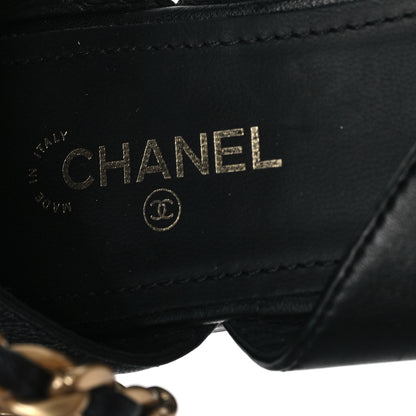 Chanel Lambskin Pearl Chain CC Thong Sandals 38 Black 7 of 8