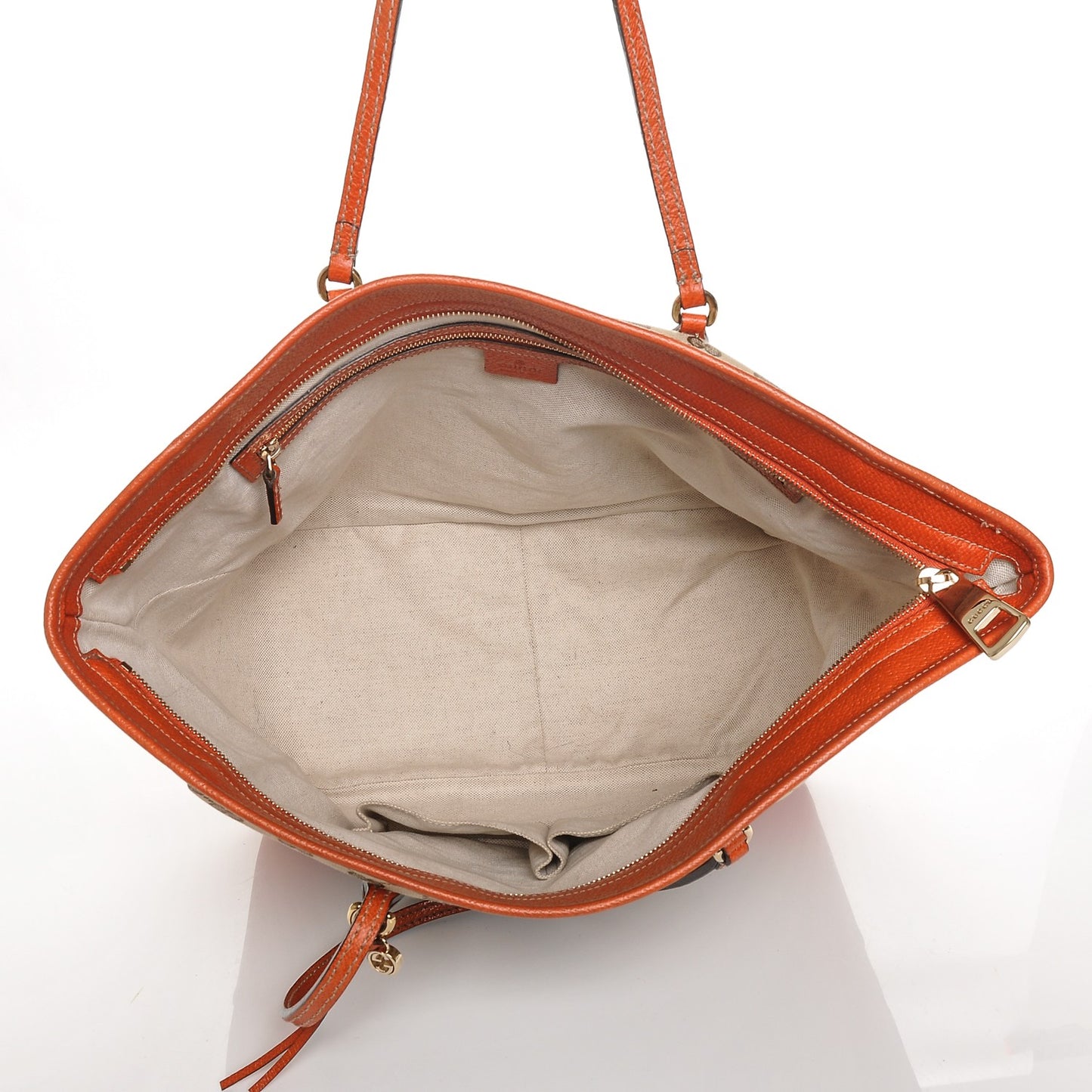 Monogram Medium Bree Zippered Tote Beige Orange