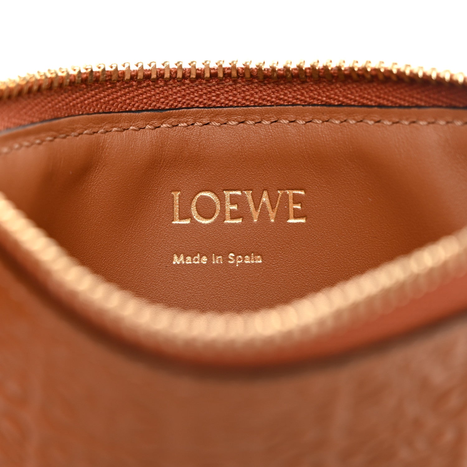 Loewe Calfskin Embossed Repeat Coin Card Holder Tan 6 of 8