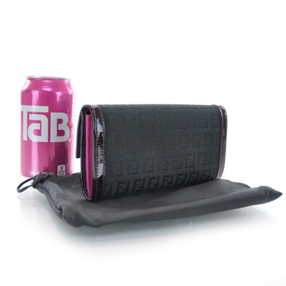 Fendi Zucchino Continental Wallet Black Pink 2 of 9