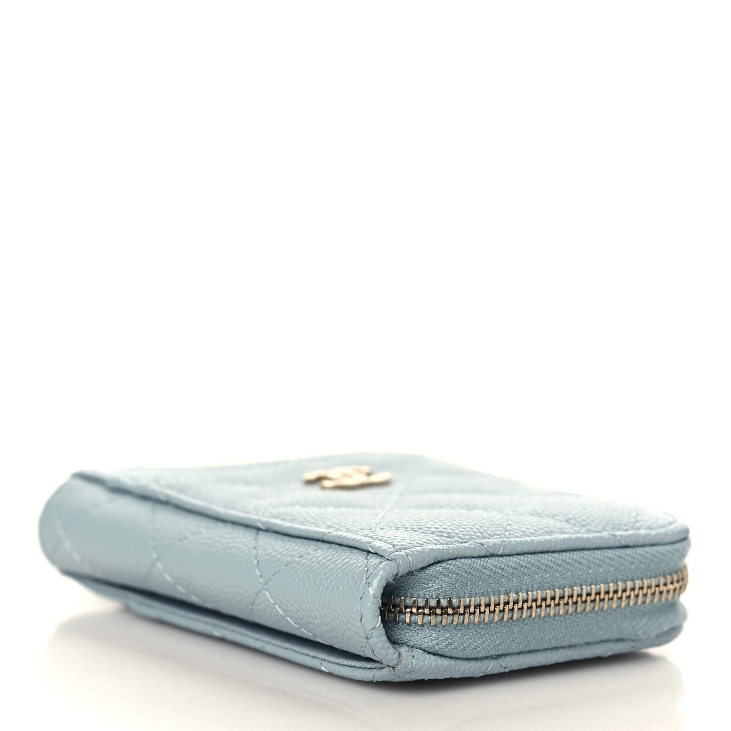 Chanel Caviar Quilted Zip Card Holder Light Blue 4 of 8