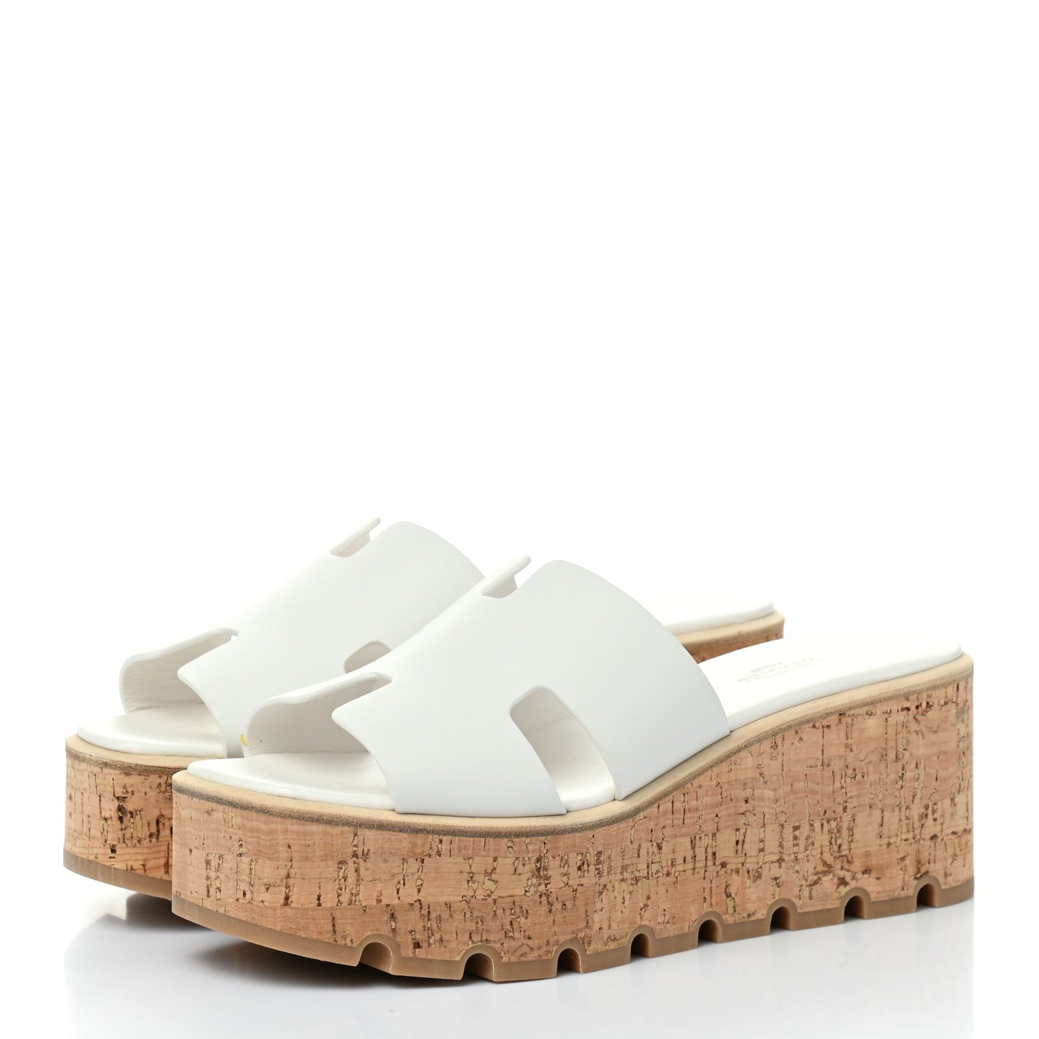 Hermes Calfskin Cork Eze 30 Sandals 38 White 3 of 10