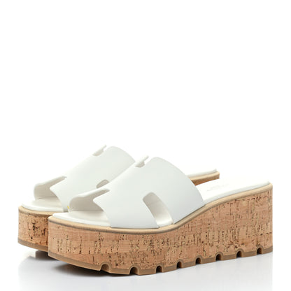 Hermes Calfskin Cork Eze 30 Sandals 38 White 3 of 10