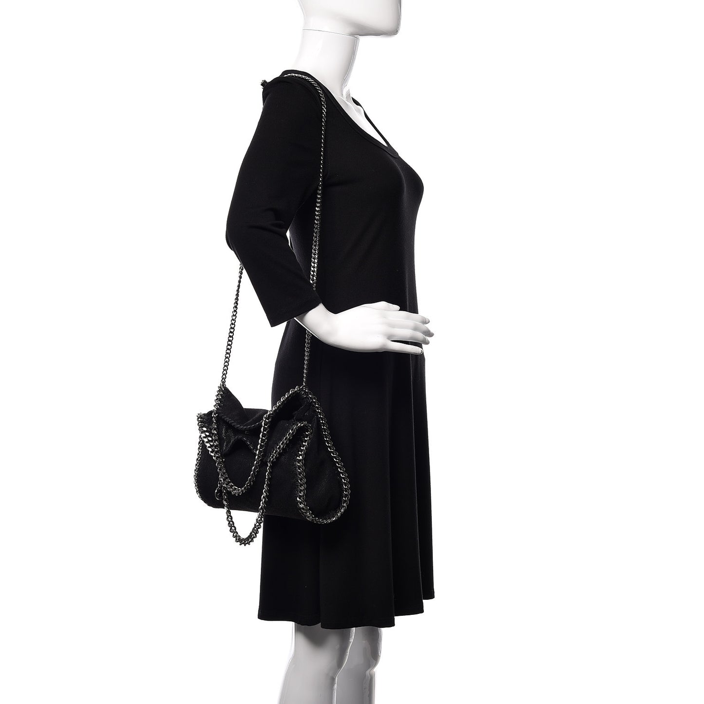 Shaggy Deer Mini Falabella Fold Over Tote Black
