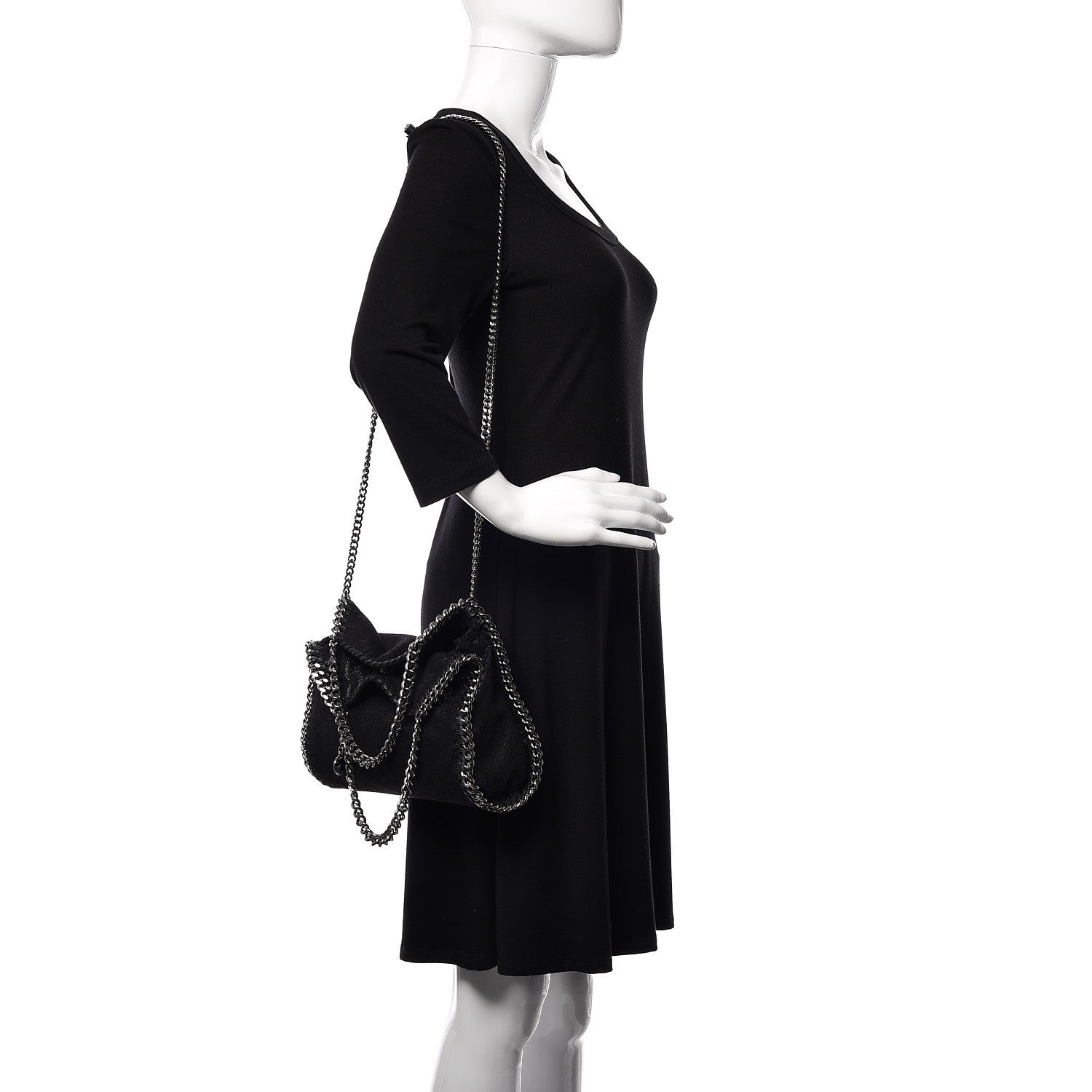 Stella McCartney Shaggy Deer Mini Falabella Fold Over Tote Black 2 of 9