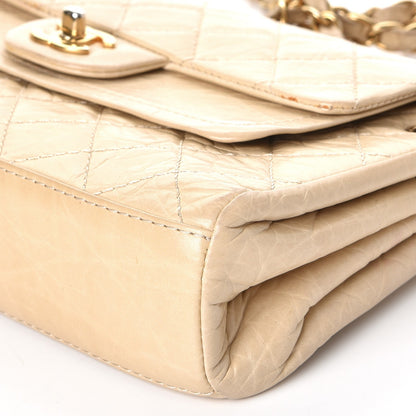 Chanel Aged Calfskin Quilted Accordion Double Flap Beige 12 of 14