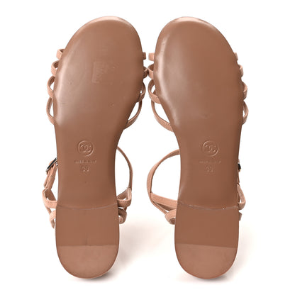 Chanel Calfskin Chain CC Strap Sandals 39 Beige 6 of 8