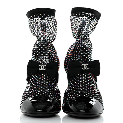 Chanel Resille Strass Kid Suede Patent Mary Jane Short Boots 36.5 Black 2 of 9