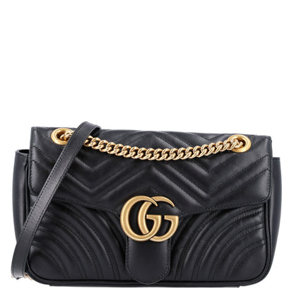 Gucci Calfskin Matelasse Small GG Marmont Shoulder Bag Black 1 of 10