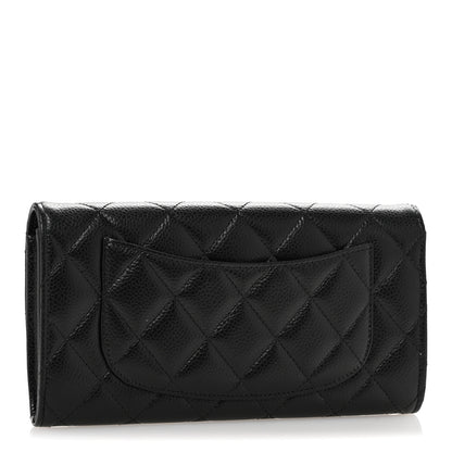 Chanel Caviar Quilted Large Gusset Flap Wallet Black 3 of 9