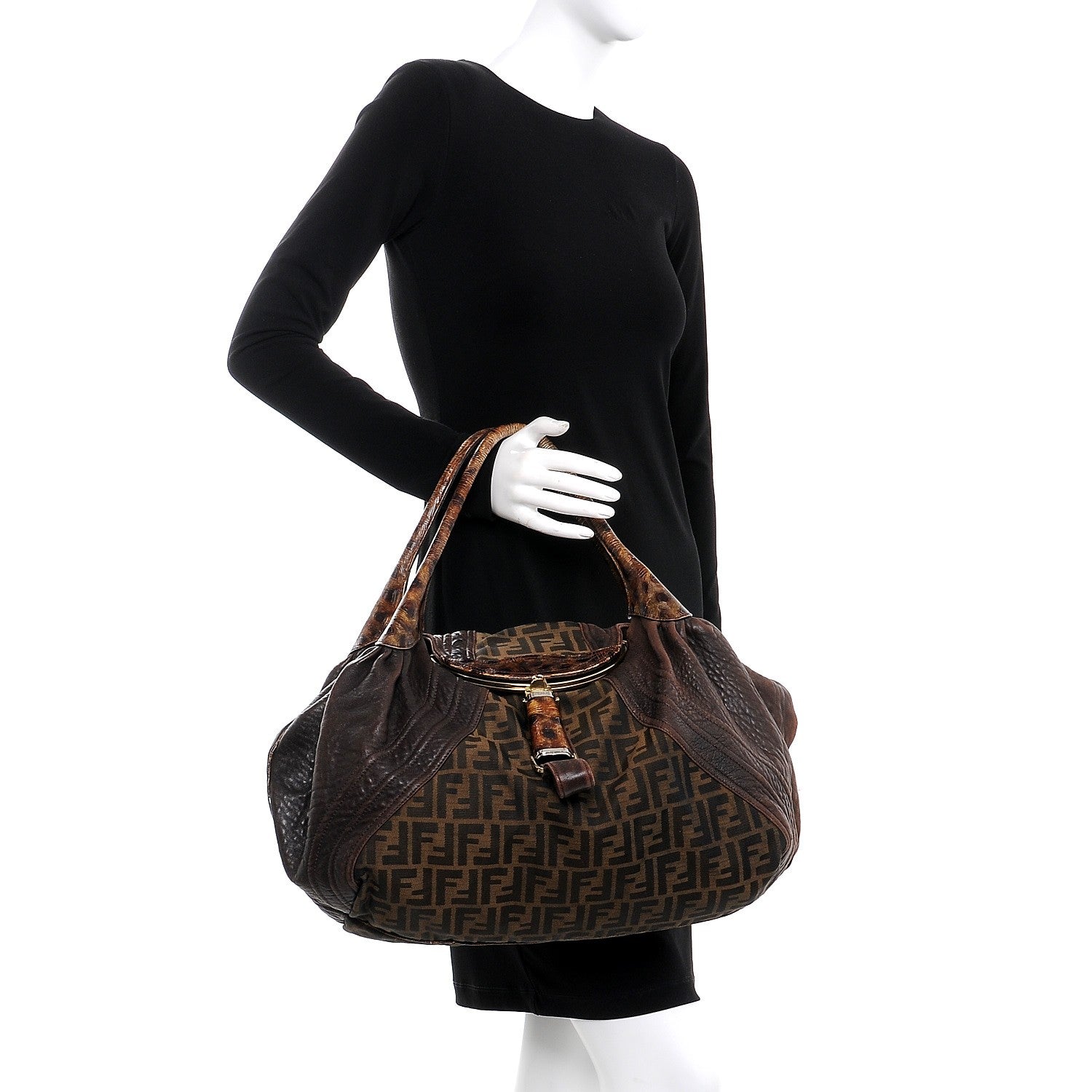 Fendi Zucca Nappa Nuvolata Vitello Tortuga Spy Tobacco Moro 2 of 12