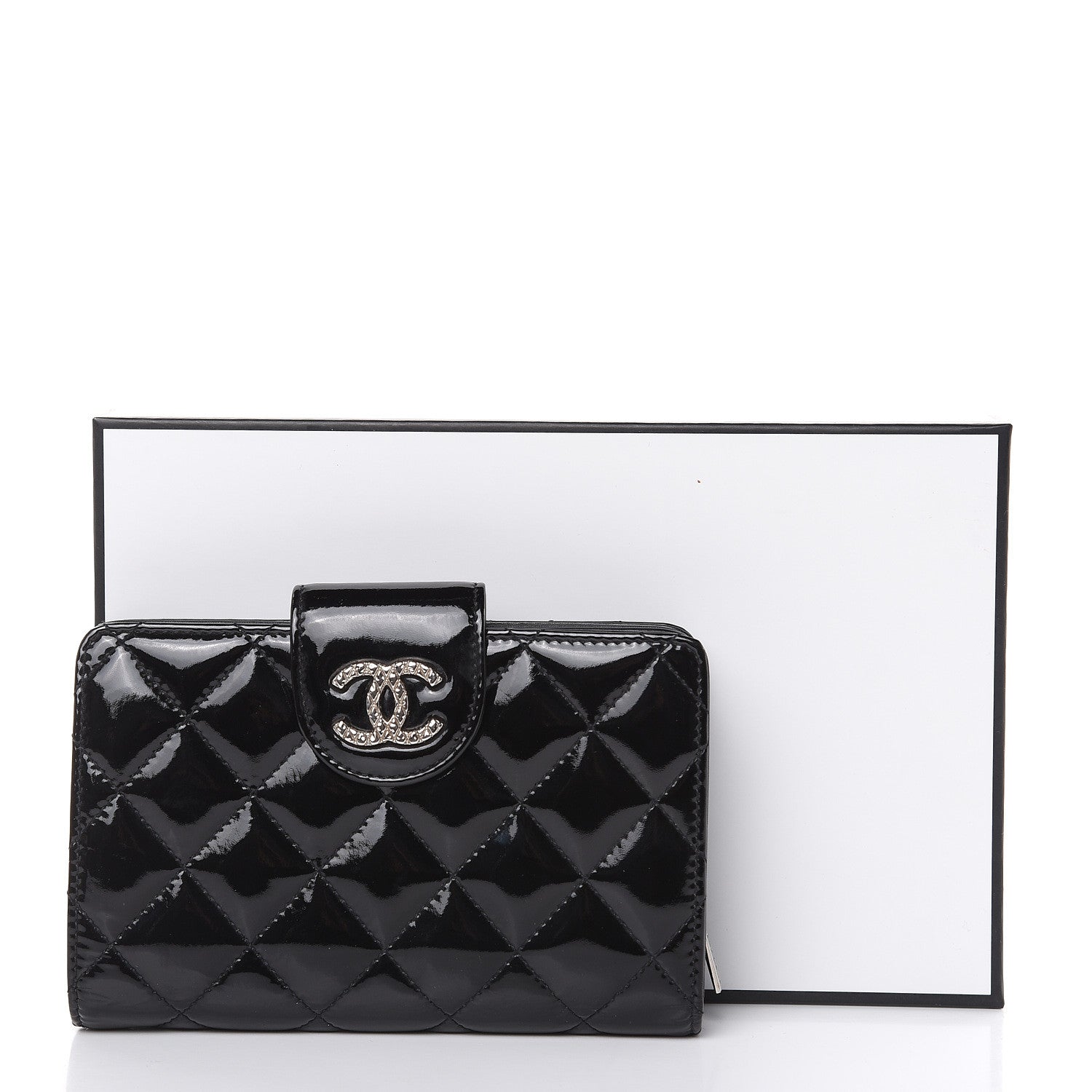 Chanel Patent Quilted Brilliant Zipped Pocket Wallet Black 11 of 11