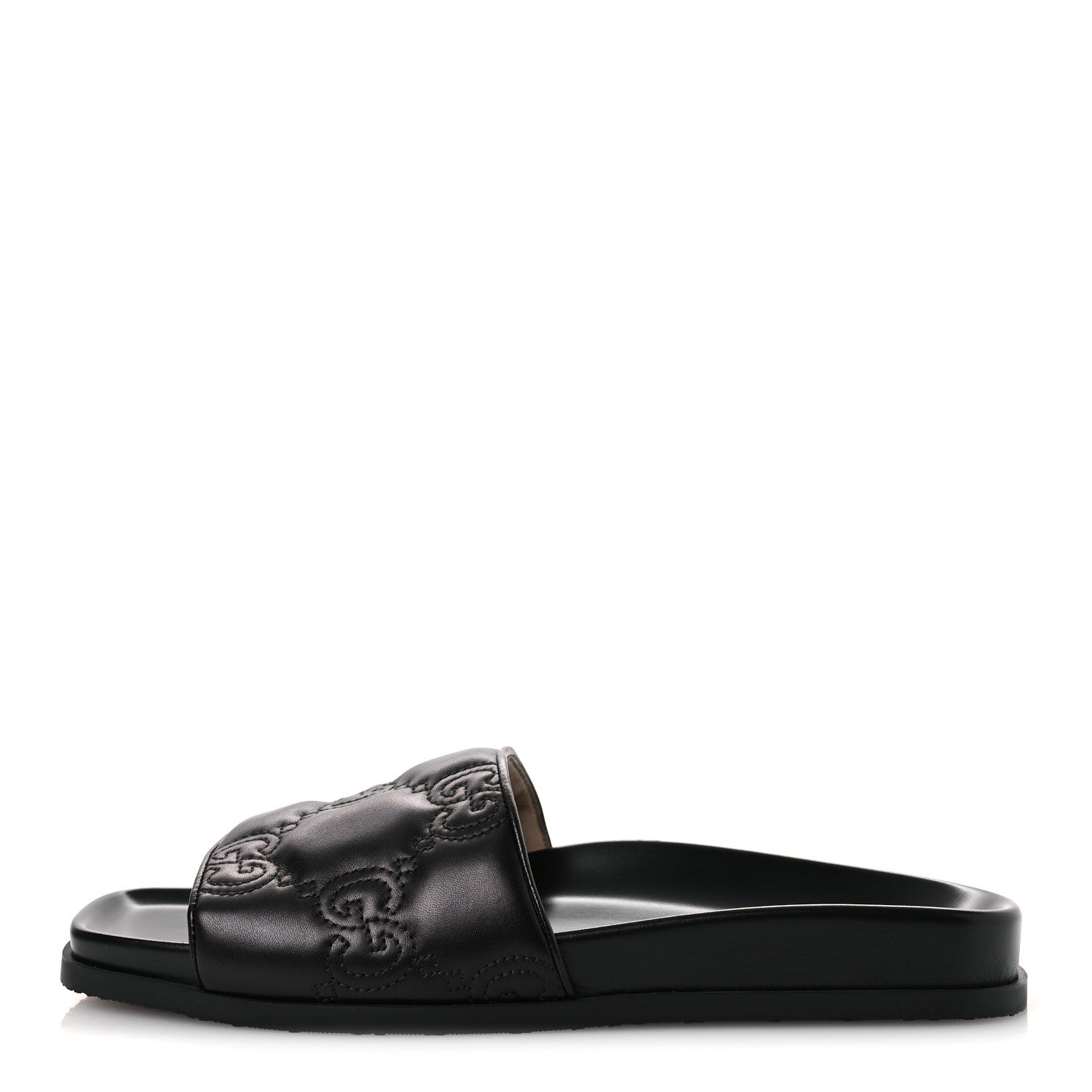 Gucci Nappa GG Matelasse Flat Slide Sandals 42 Black 1 of 11