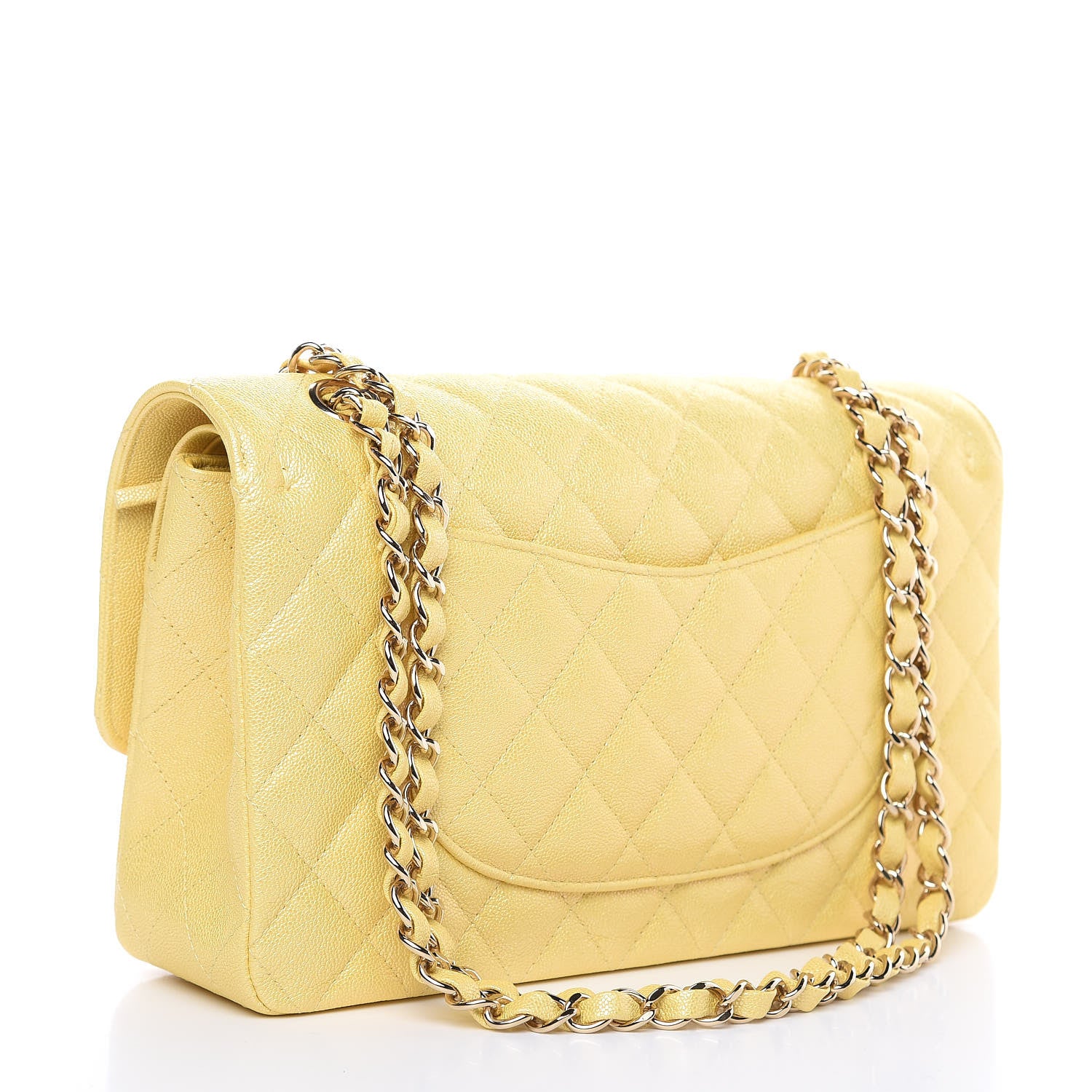 Chanel Iridescent Caviar Quilted Medium Double Flap Yellow 3 of 10