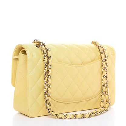 Chanel Iridescent Caviar Quilted Medium Double Flap Yellow 3 of 10