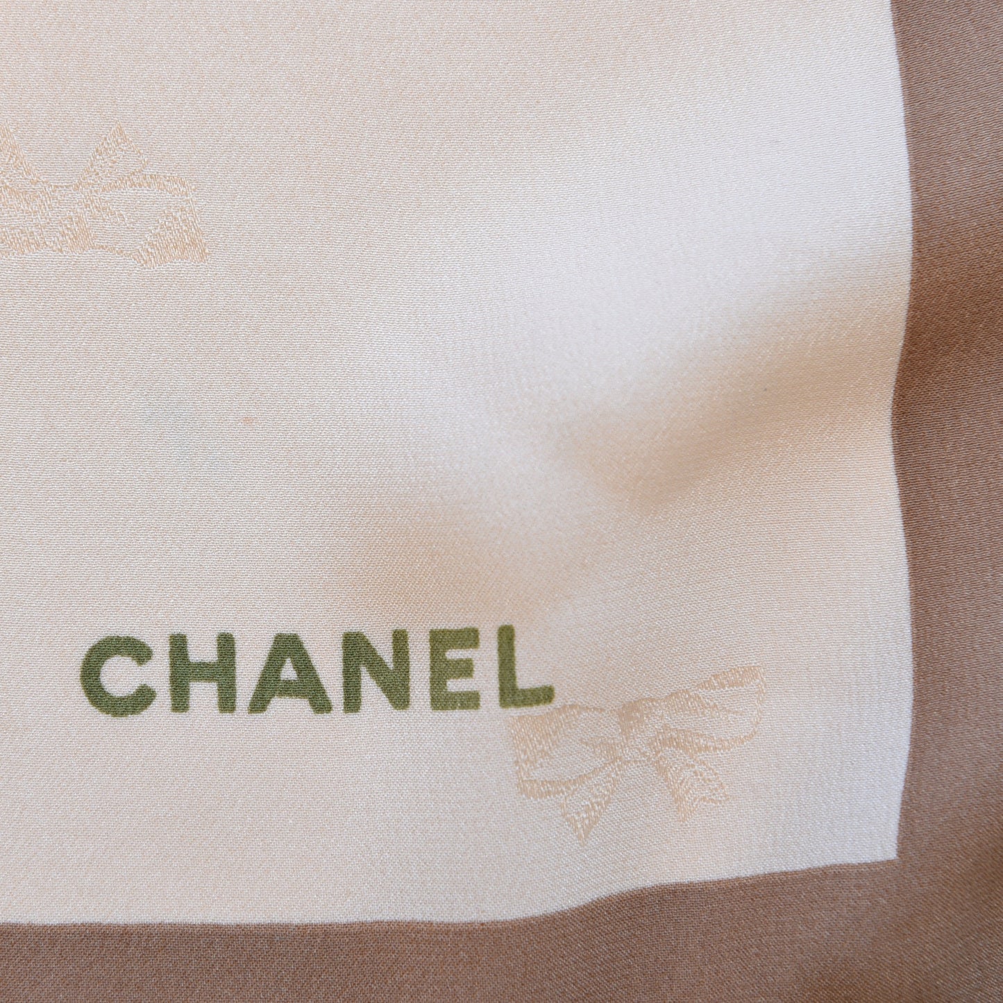 Silk CC Square Scarf Beige Brown
