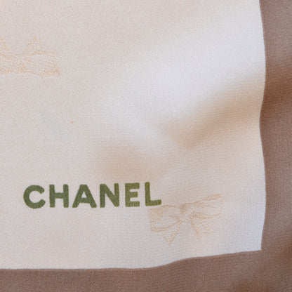 Chanel Silk CC Square Scarf Beige Brown 4 of 6