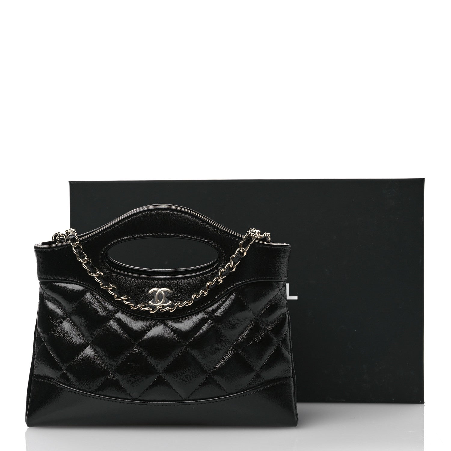 Chanel Shiny Crumpled Calfskin Quilted Nano 31 Shopping Bag Black 11 of 11