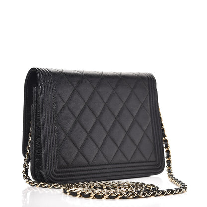 Chanel Caviar Quilted Boy Wallet On Chain WOC Black 4 of 10