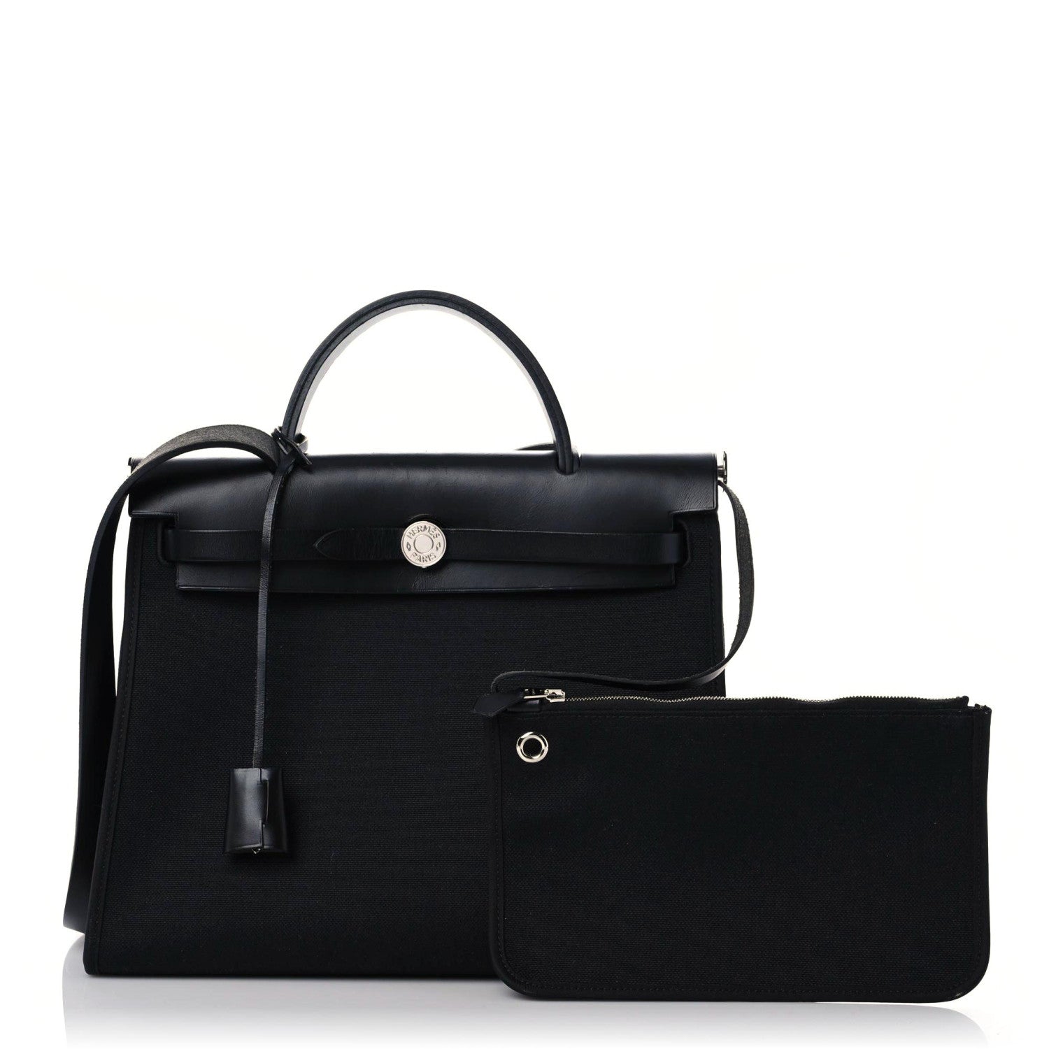 Hermes Military Toile Vache Hunter Herbag Zip PM 31 Black 1 of 12