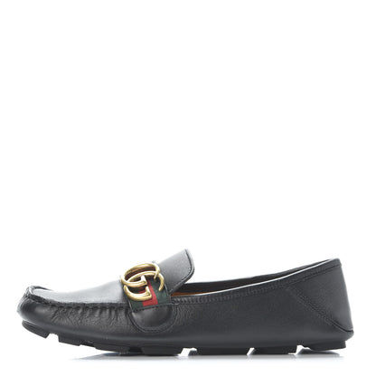 Gucci Calfskin Womens Noel Web Driver Loafers 38.5 Black 1 of 12