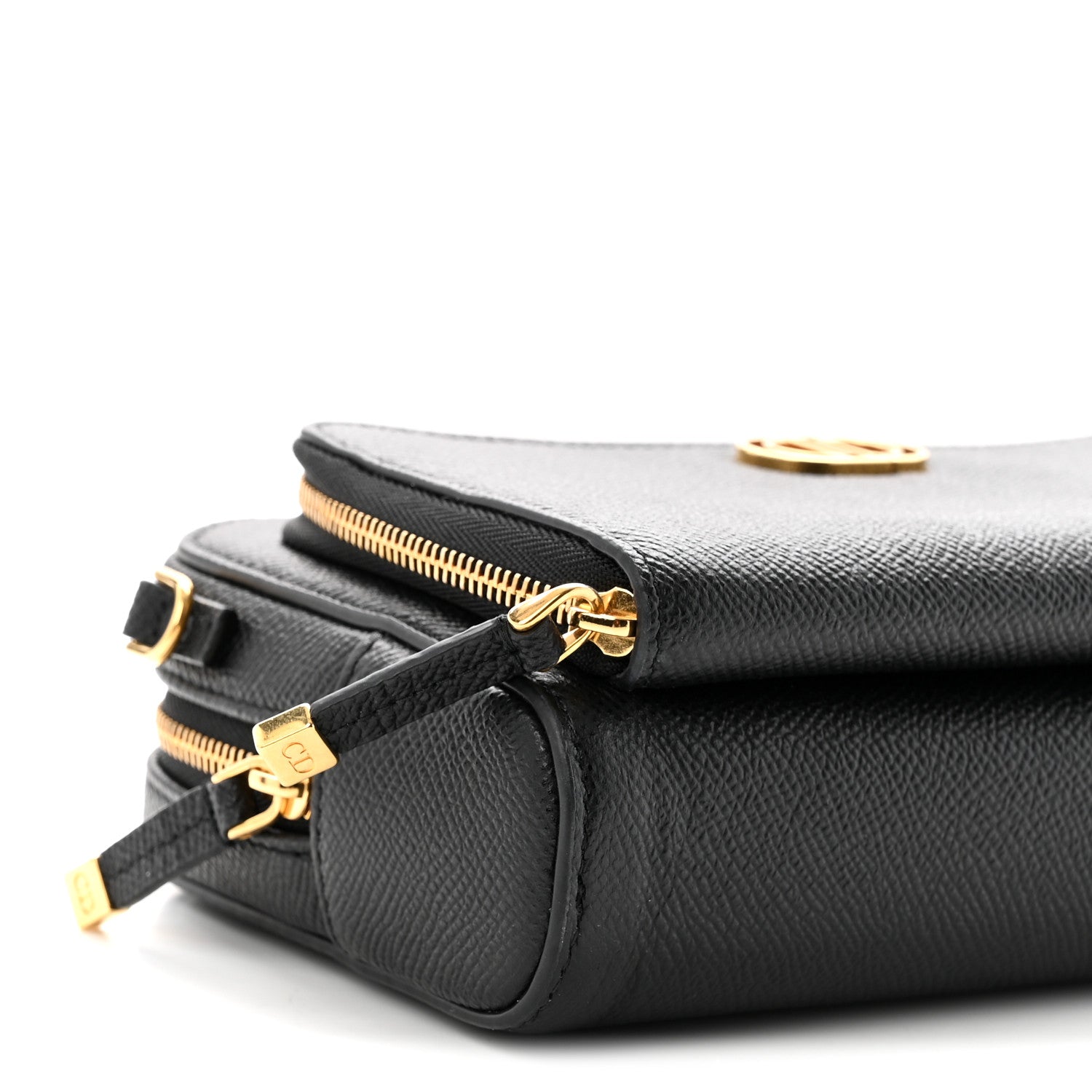 Christian Dior Grained Calfskin Caro Double Pouch Black 9 of 10