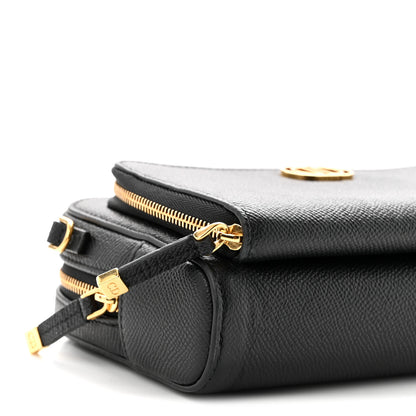 Christian Dior Grained Calfskin Caro Double Pouch Black 9 of 10