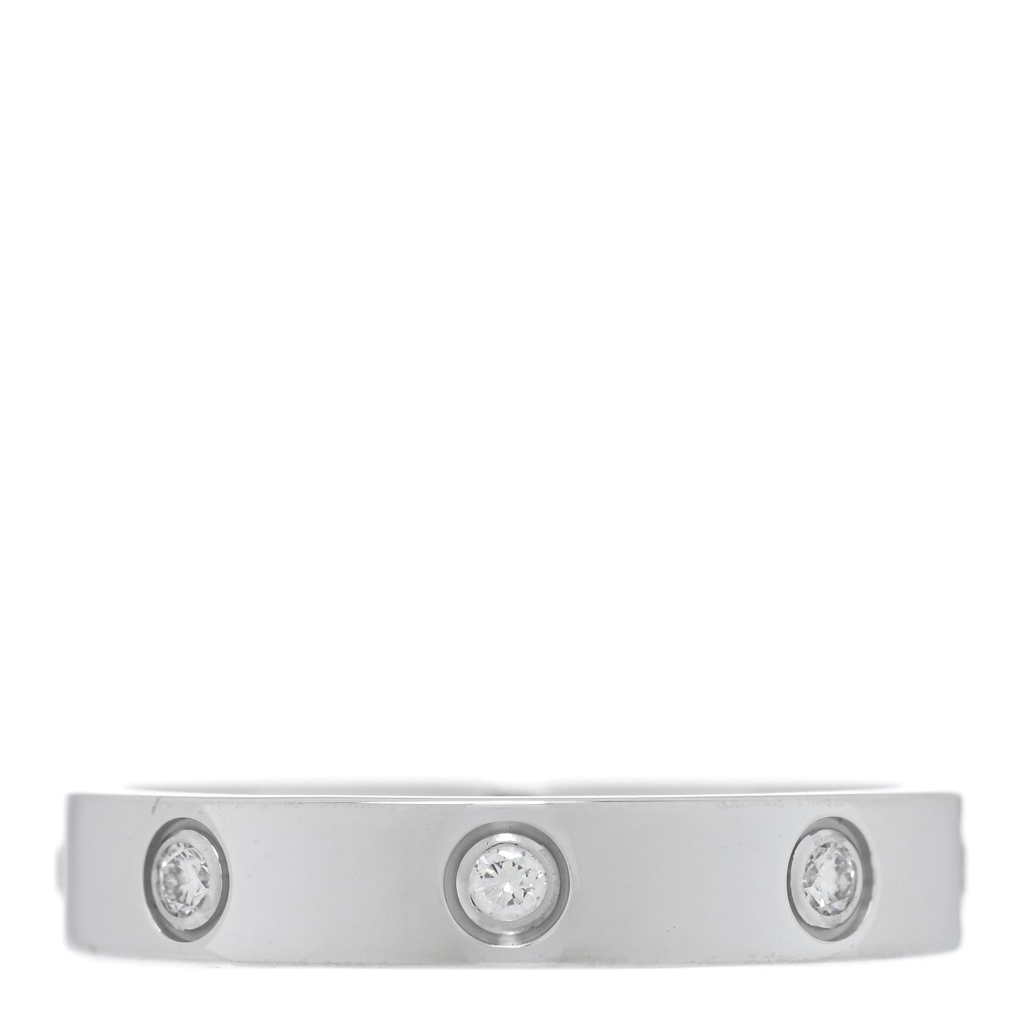 18K White Gold 8 Diamond 4mm Wedding Band LOVE Ring 58 8.5