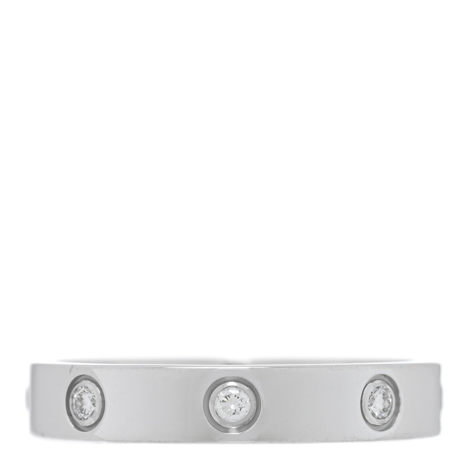 Cartier 18K White Gold 8 Diamond 4mm Wedding Band LOVE Ring 58 8.5 3 of 5