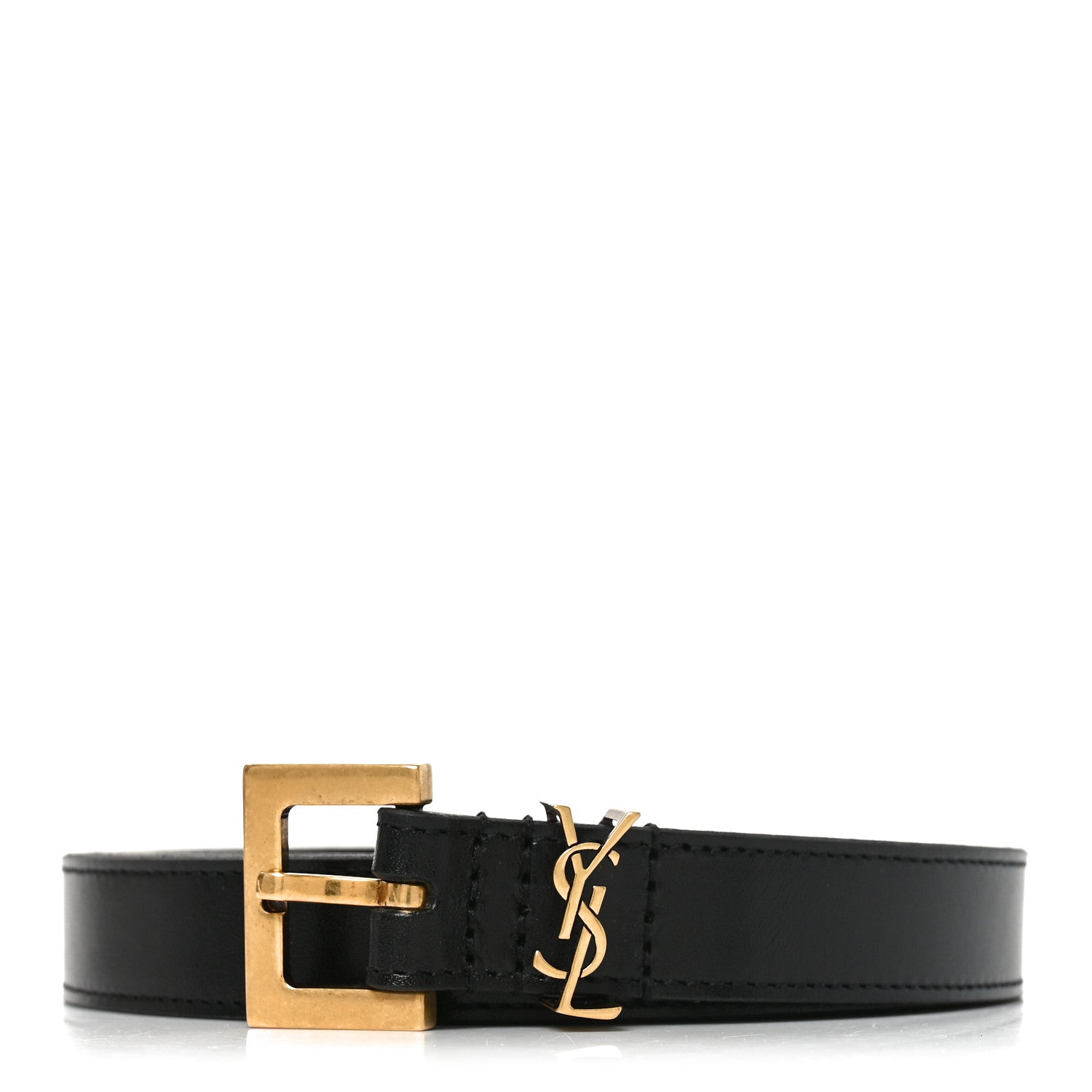 Saint Laurent Vegetable Tanned Cassandre Belt 85 34 Black 1 of 5