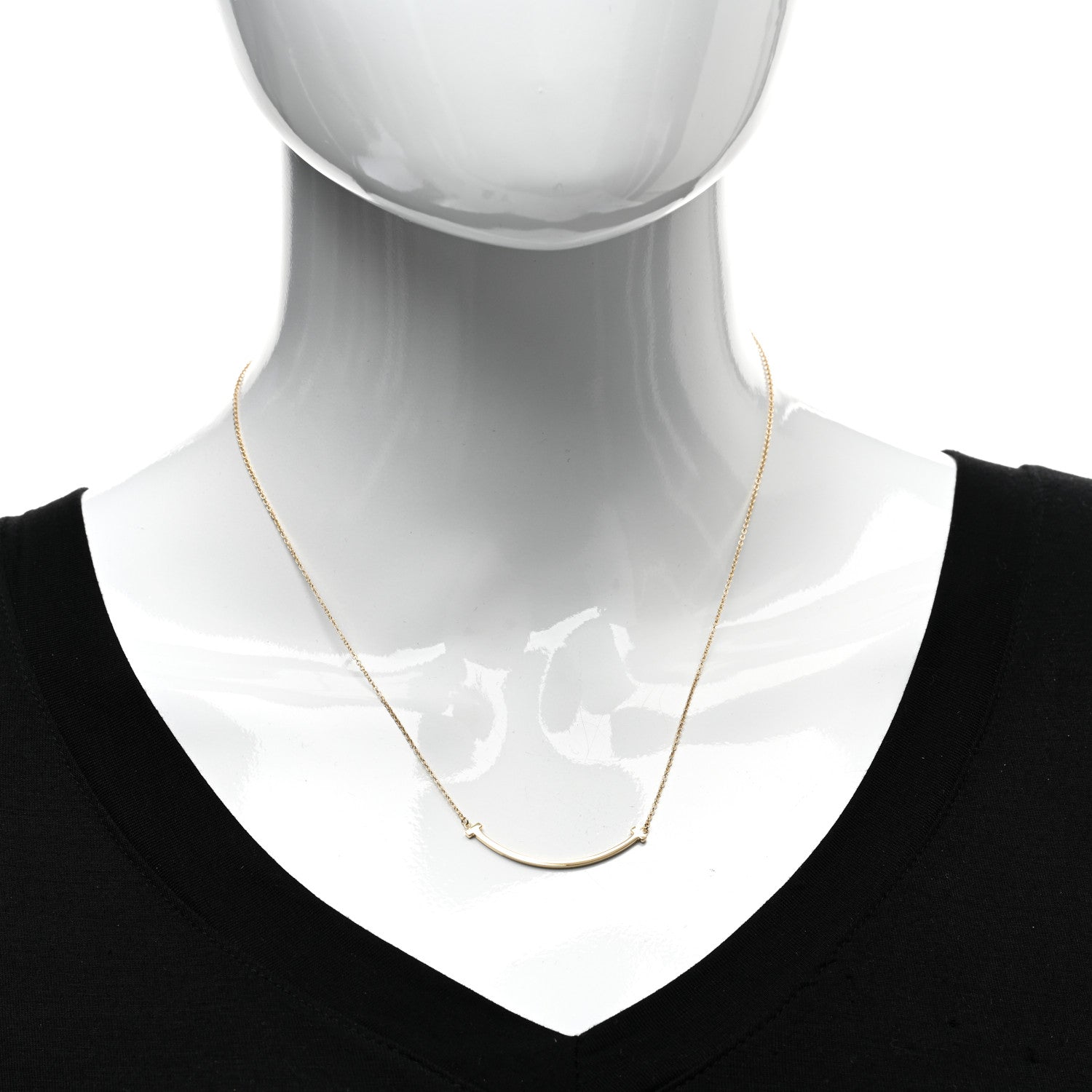Tiffany 18K Yellow Gold Small T Smile Pendant Necklace 2 of 5