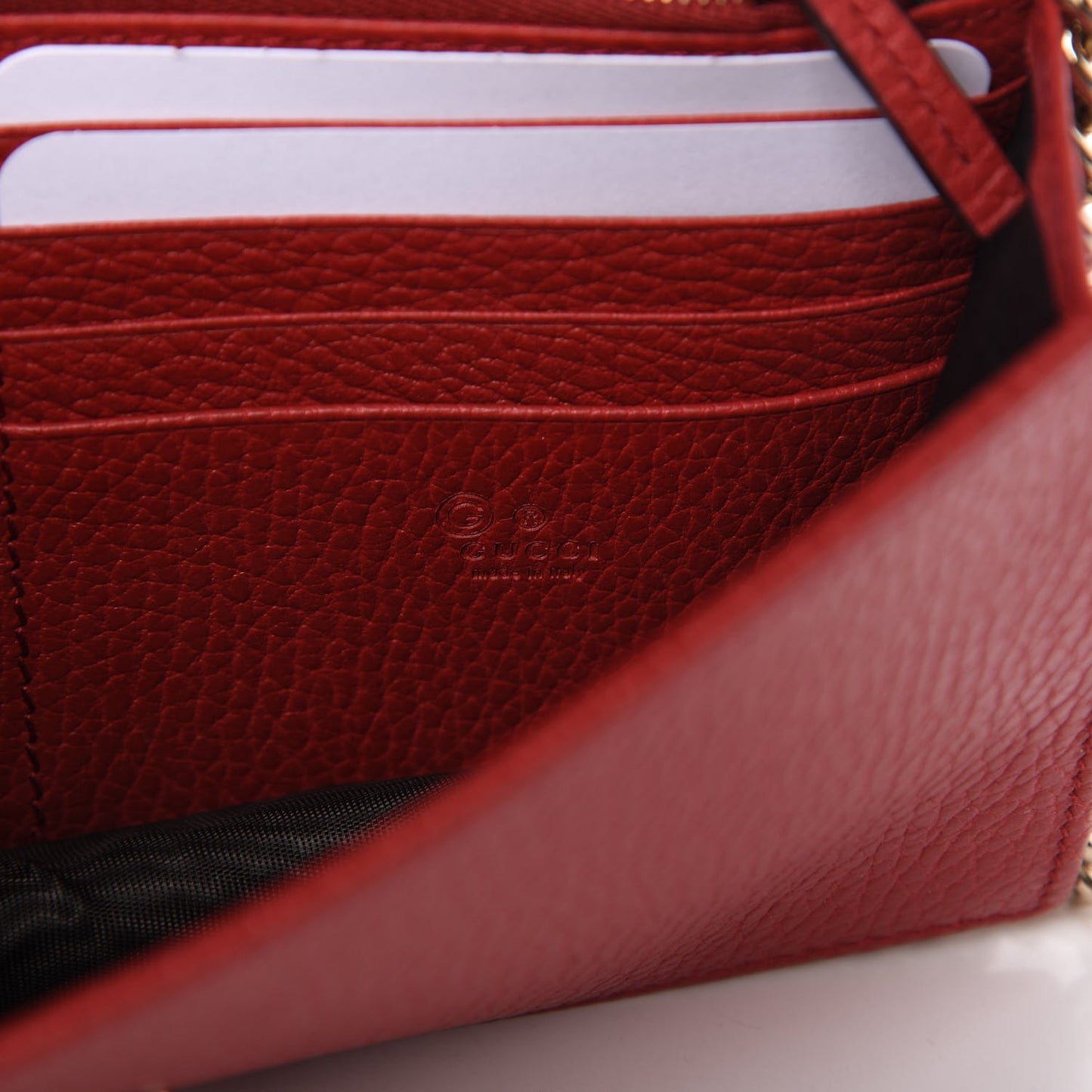 Dollar Calfskin Interlocking G Chain Wallet Red