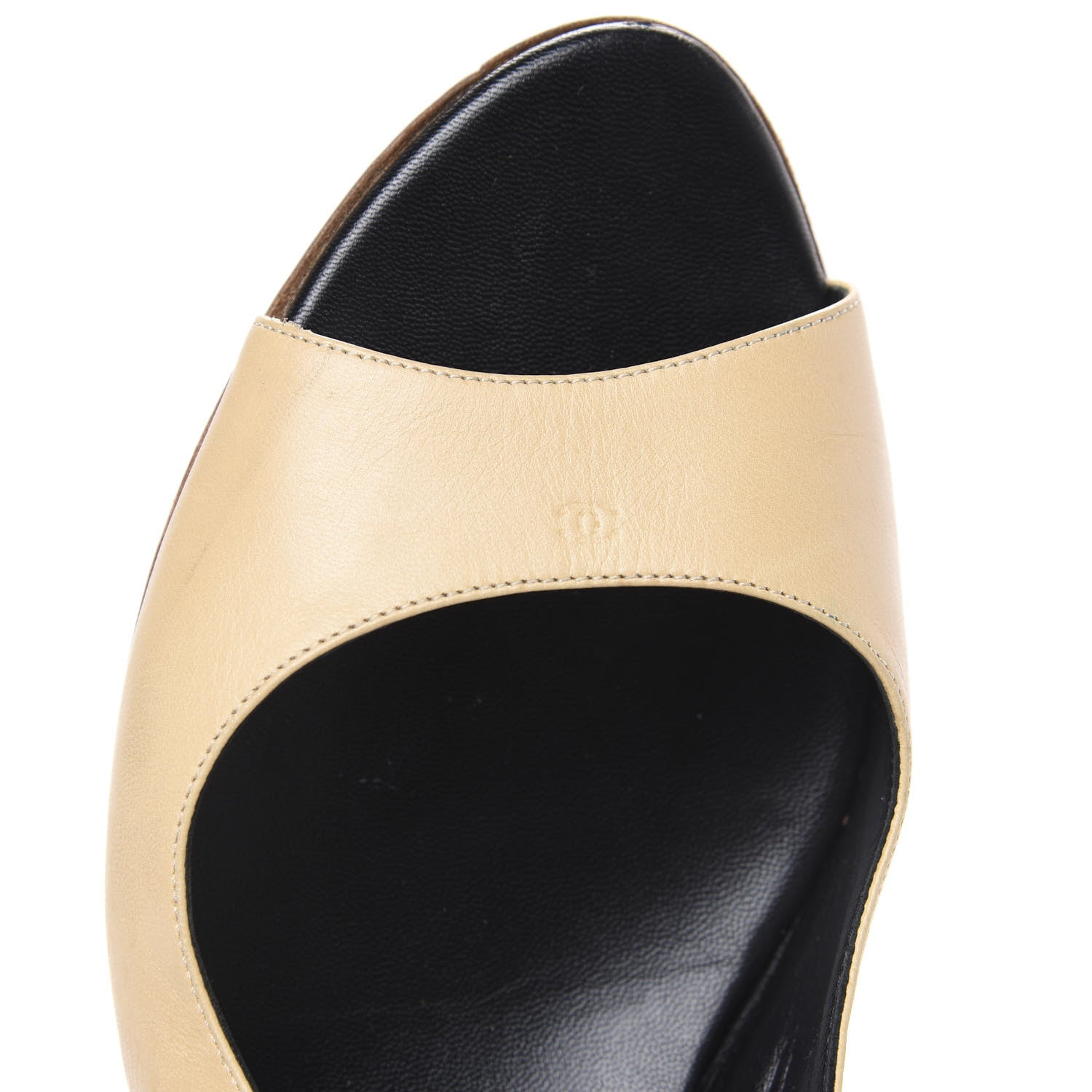 Chanel Lambskin Peep Toe Slingback Pumps 39.5 Beige 10 of 10