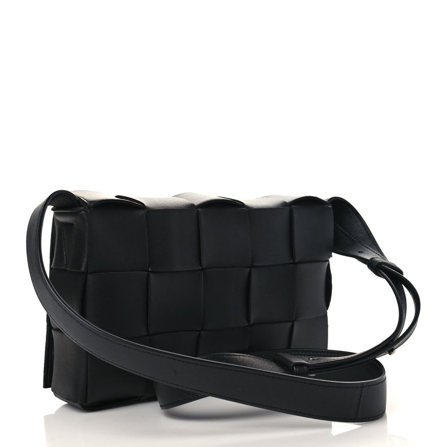 Lambskin Maxi Intrecciato Cassette Crossbody Bag Black