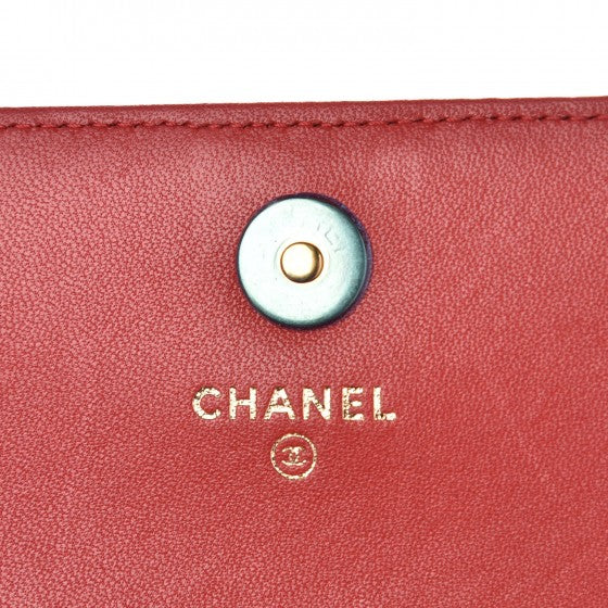 Lambskin Quilted Boy Wallet On Removable Chain WOC Red