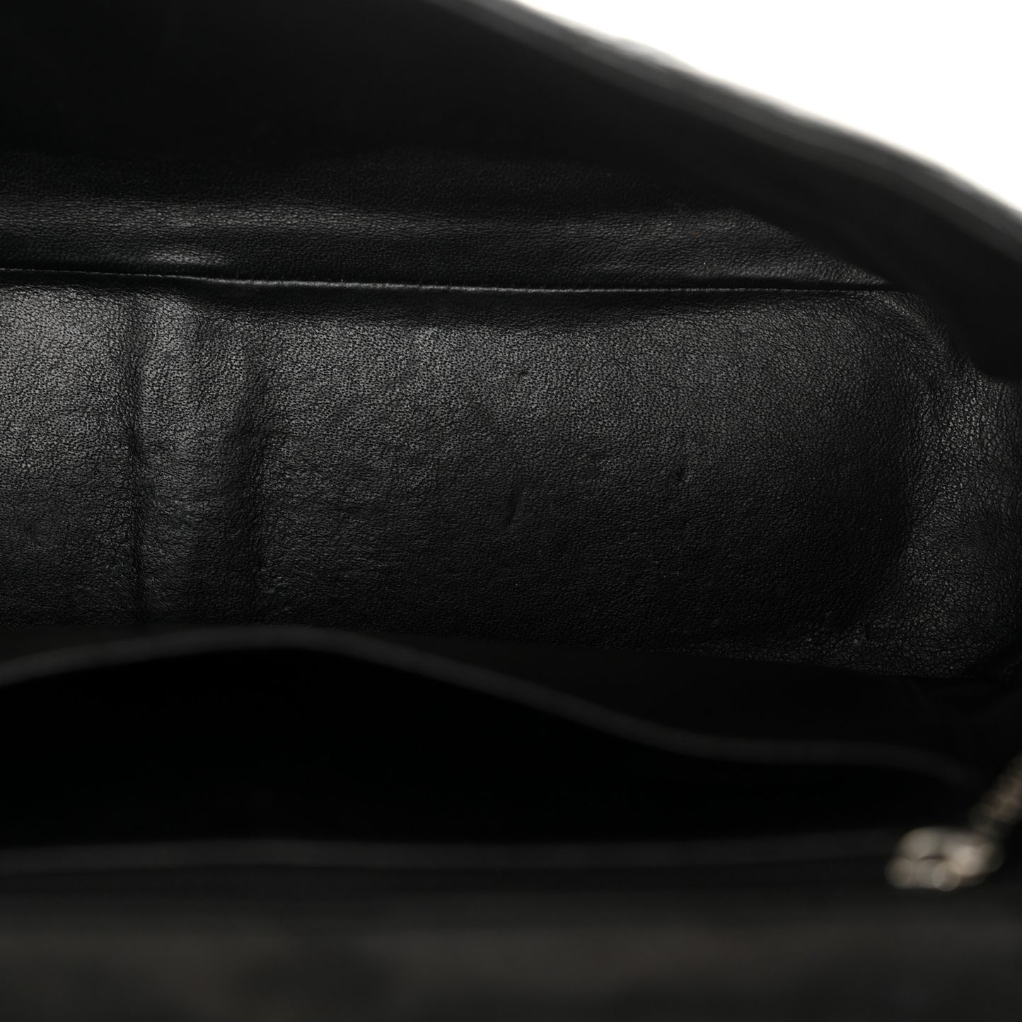 Crinkled Patent Quilted Jumbo Single Flap Black