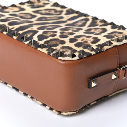 Valentino Garavani Nappa Canvas Leopard Print Rockstud Camera Crossbody Bag Brown 8 of 8