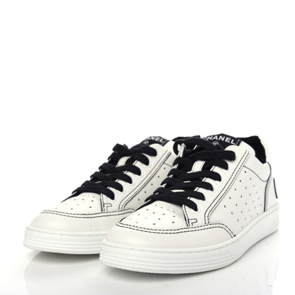 Chanel Calfskin Womens Logo Sneakers 36.5 White Black 3 of 11