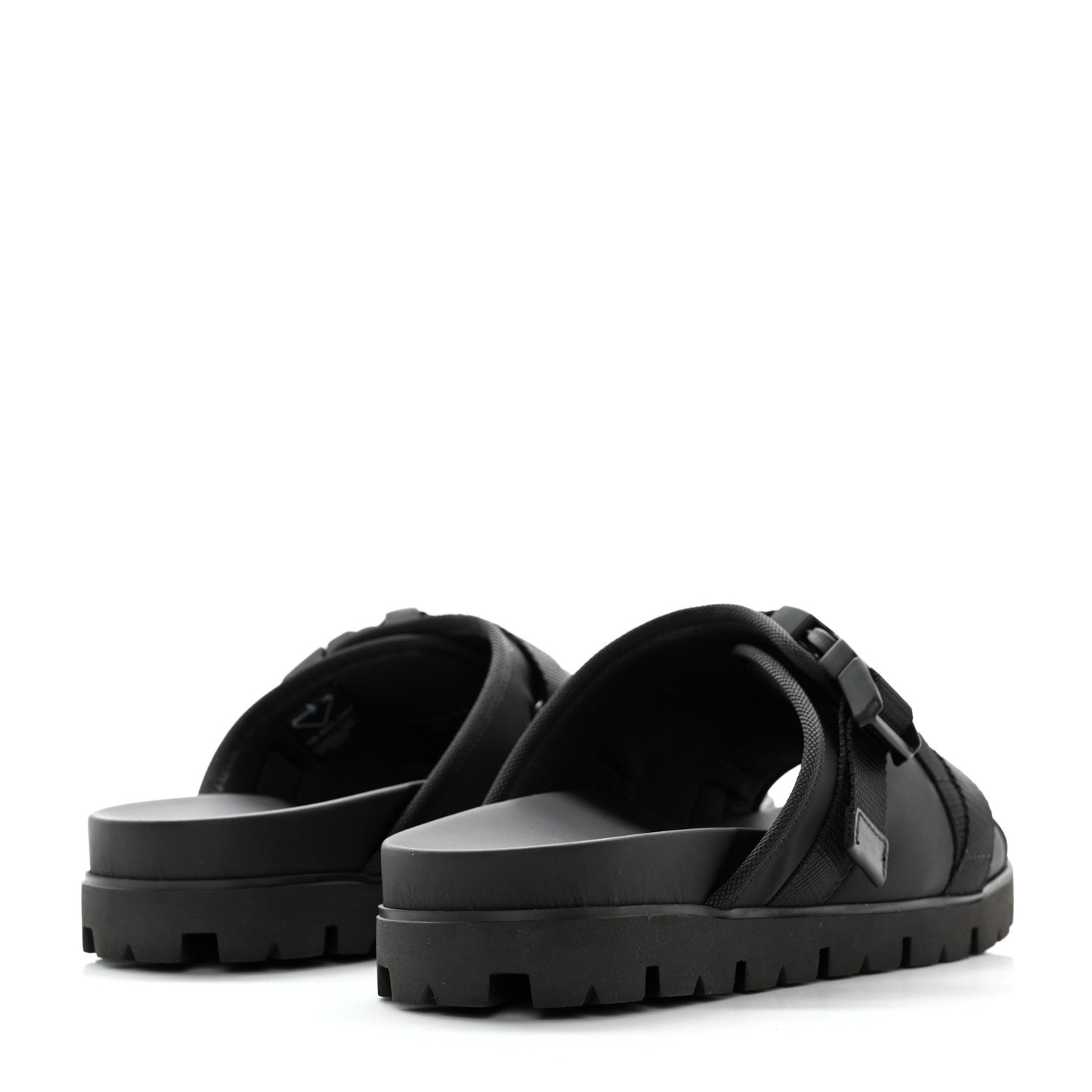 Nylon Logo Slide Sandals 8 Black