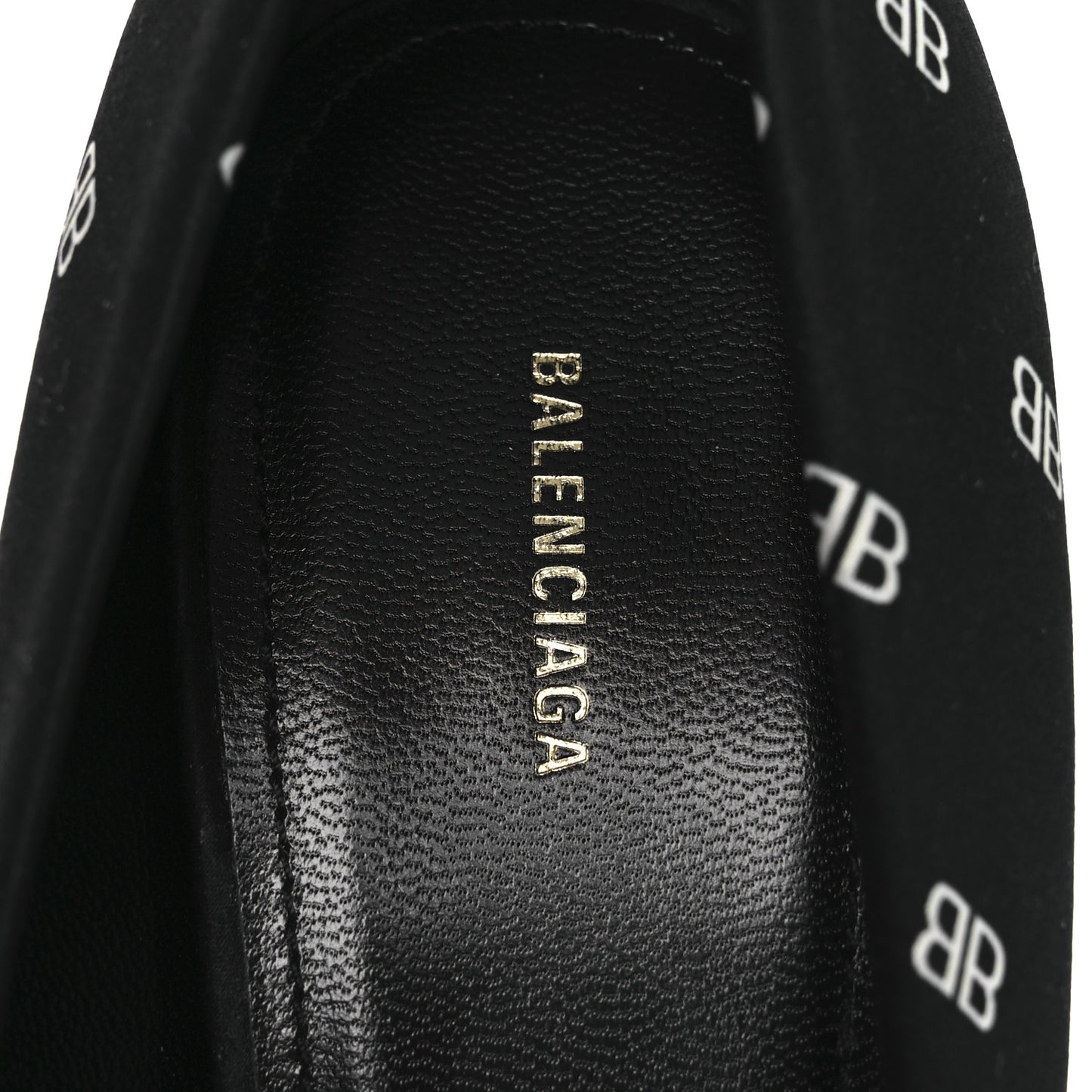 Crepe Satin BB Allover Logo Knife 100mm Pumps 39.5 Black