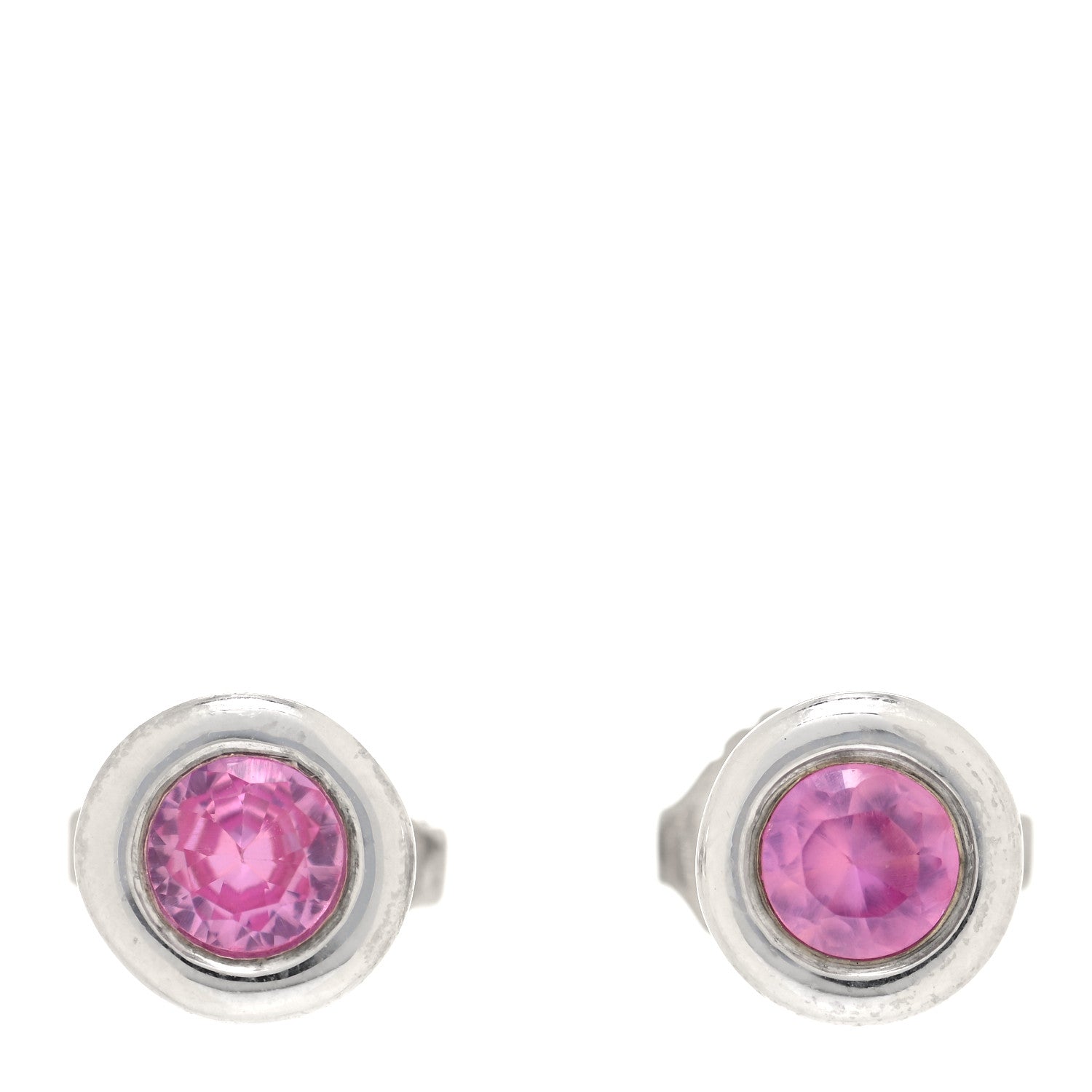 Tiffany Sterling Silver Pink Sapphire Elsa Peretti Color By The Yard Earrings 1 of 5