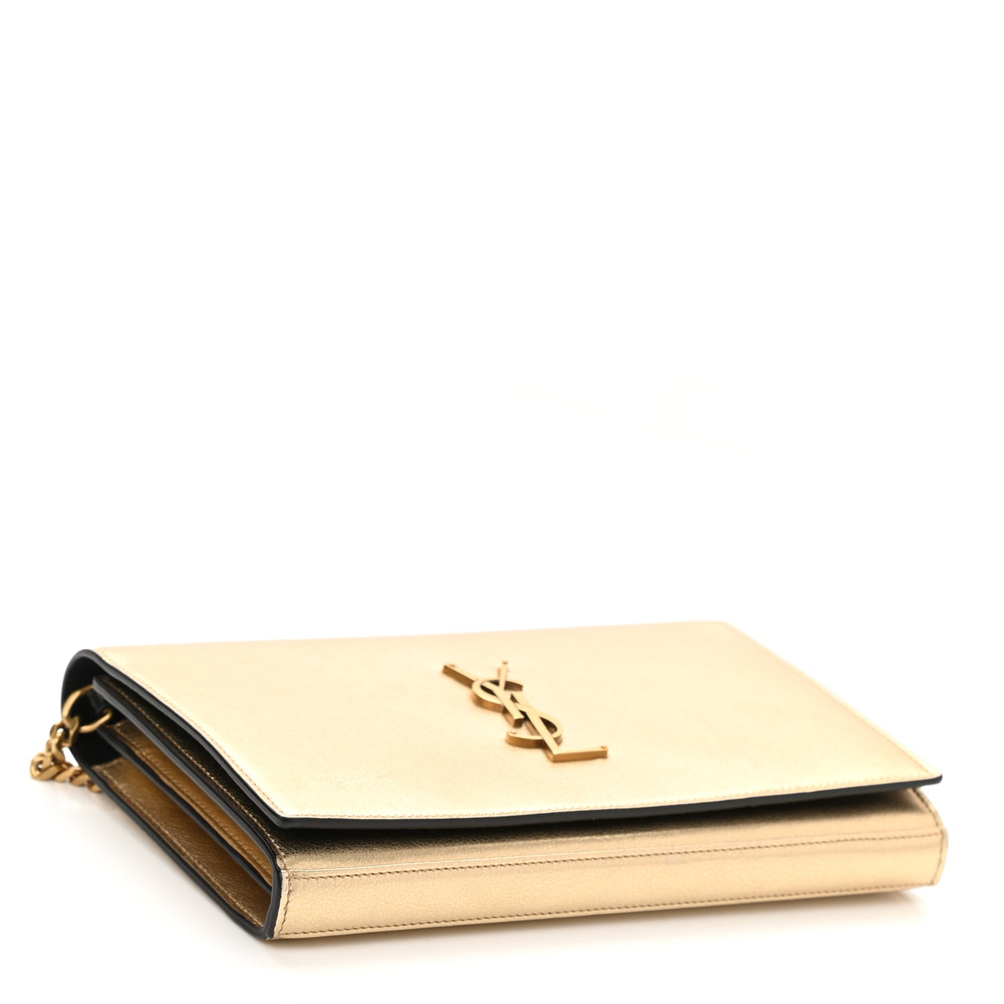 Metallic Calfskin Medium Classic Monogram Kate Satchel Gold
