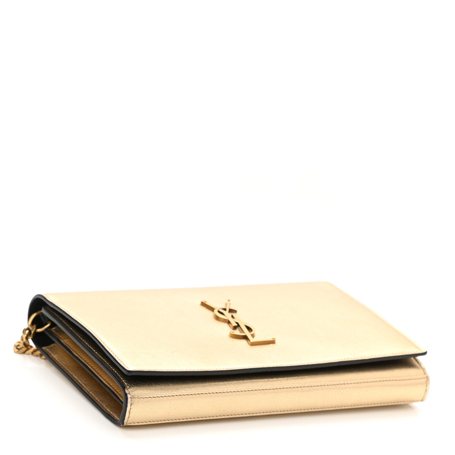 Saint Laurent Metallic Calfskin Medium Classic Monogram Kate Satchel Gold 4 of 10