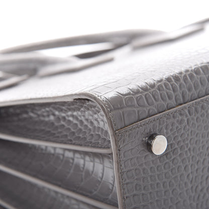 Saint Laurent Calfskin Crocodile Embossed Small Sac De Jour Fog 16 of 21