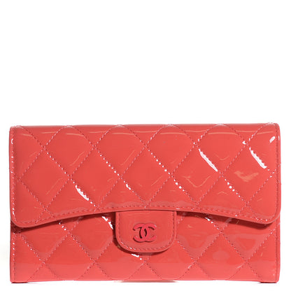 Chanel Patent Quilted Large Flap Wallet Rose Fonce 1 of 8